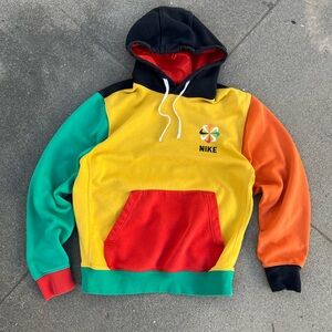 Nike Men's Colorblock Crewneck Hoodie - Yellow, Red, Green, Orange, Black